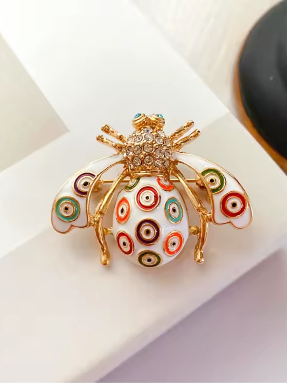 Artisanal Celestia Enamel Bee Brooch